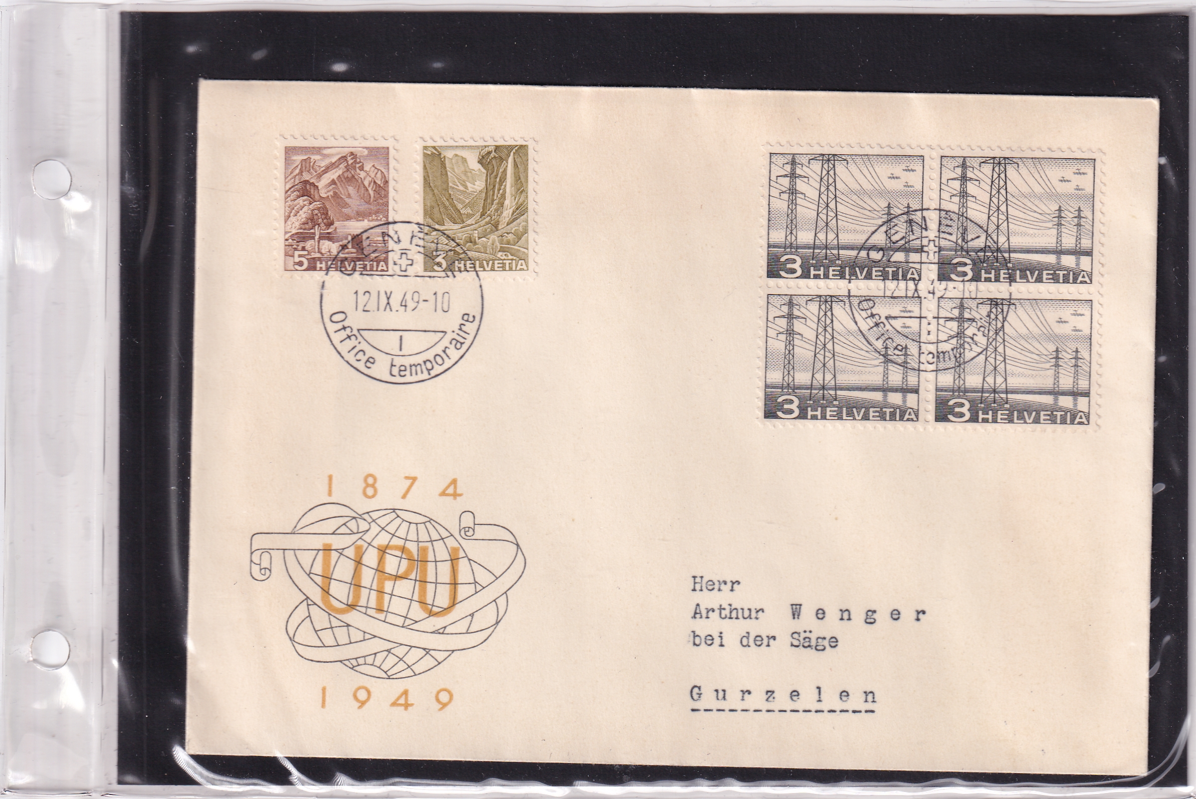 12.09.49 Technick und Landschaft Brief von Bern nach Gurzelen