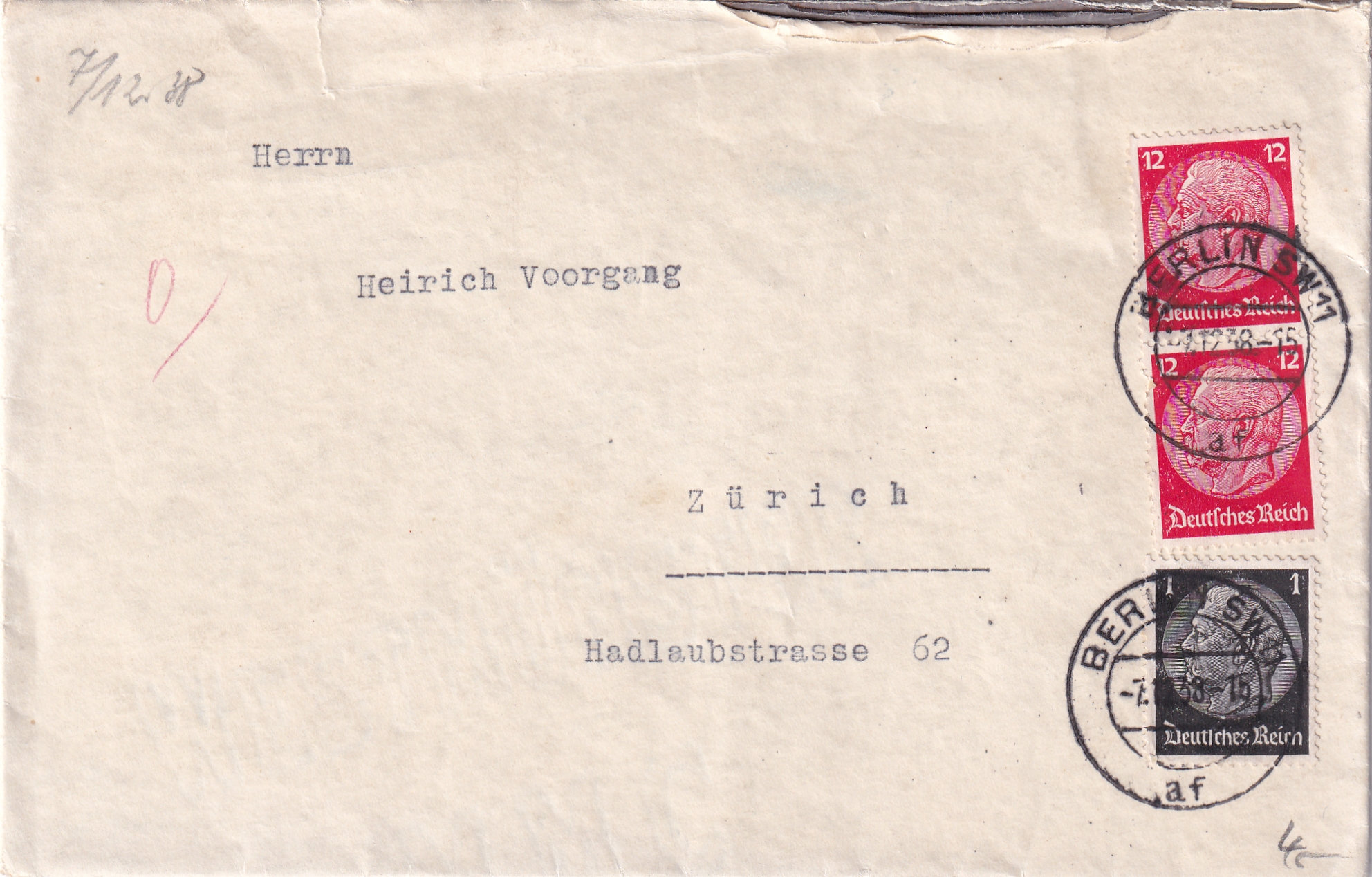 07.12.1938 Berlin - Zürich MeF