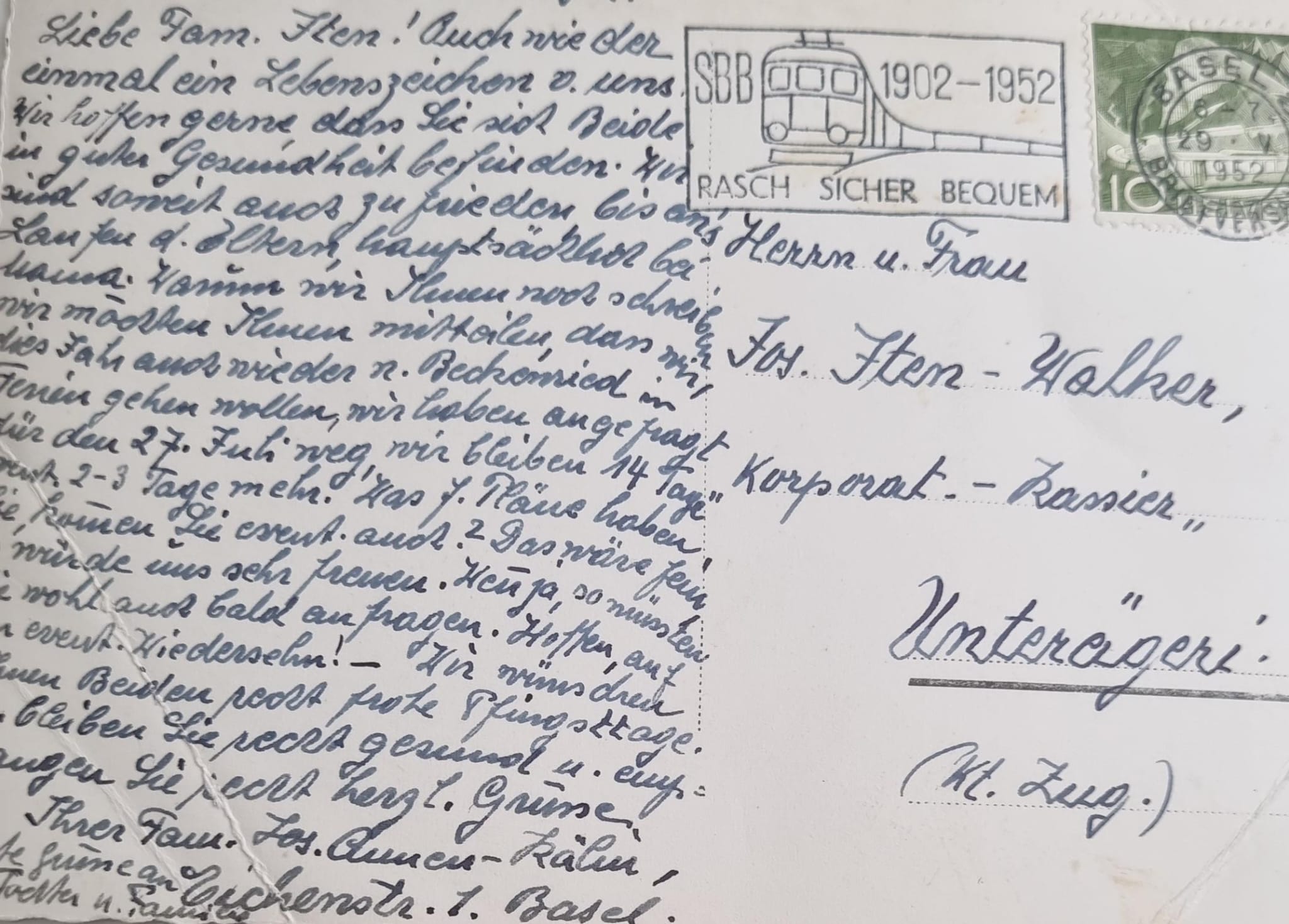 29.5.1952 Basel - Unterägeri
