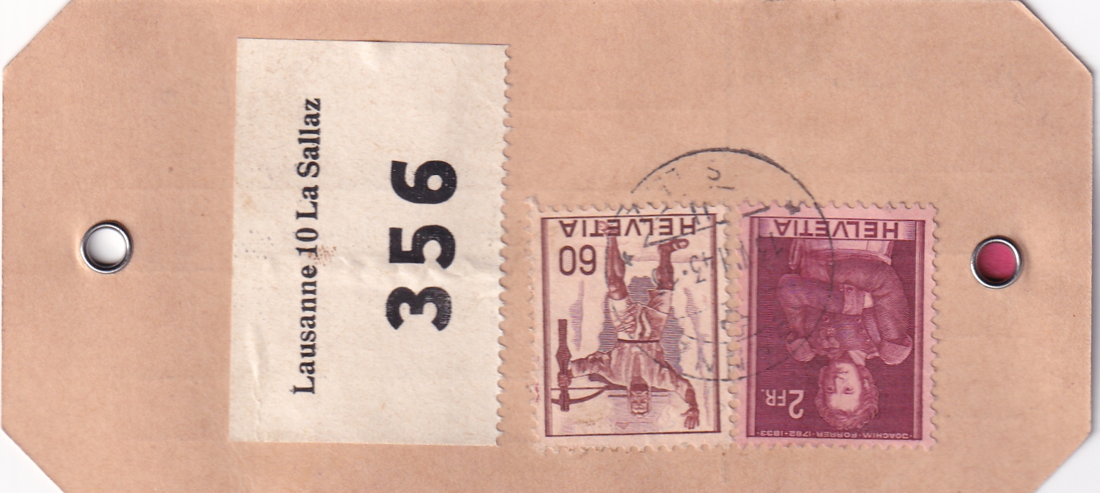1943 Lausanne - Zürich Packetanhänger