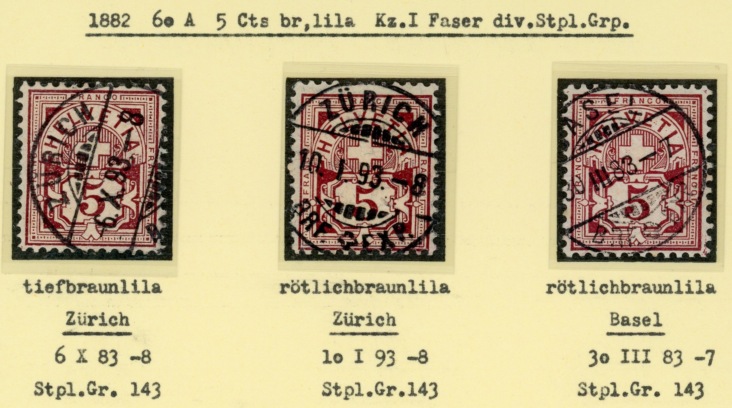 Zifferbriefmarken  SBK   60A  Gestempelt Farbtöne