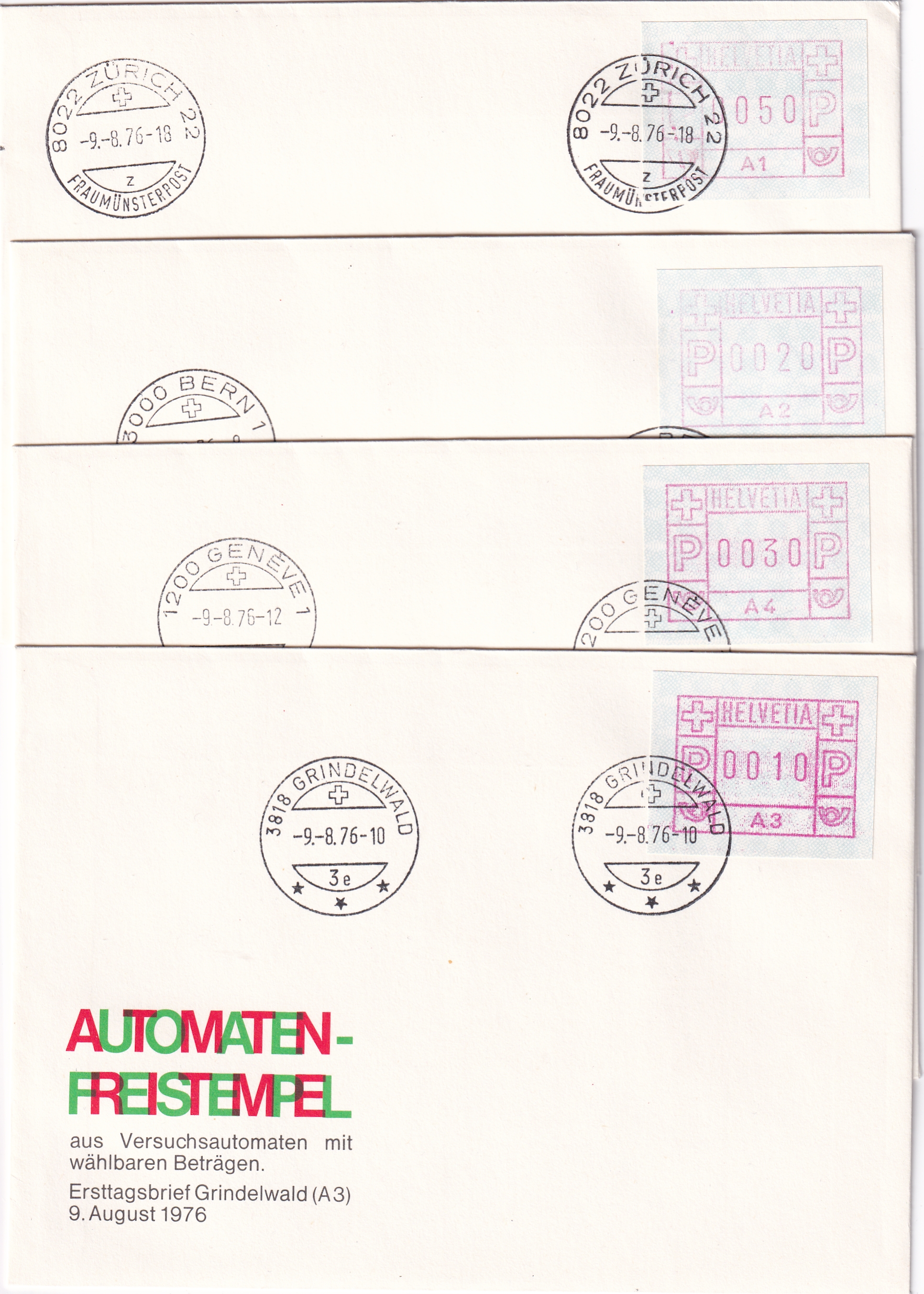1976 A1 -A 4 auf einzelnen FDC 9.8.76