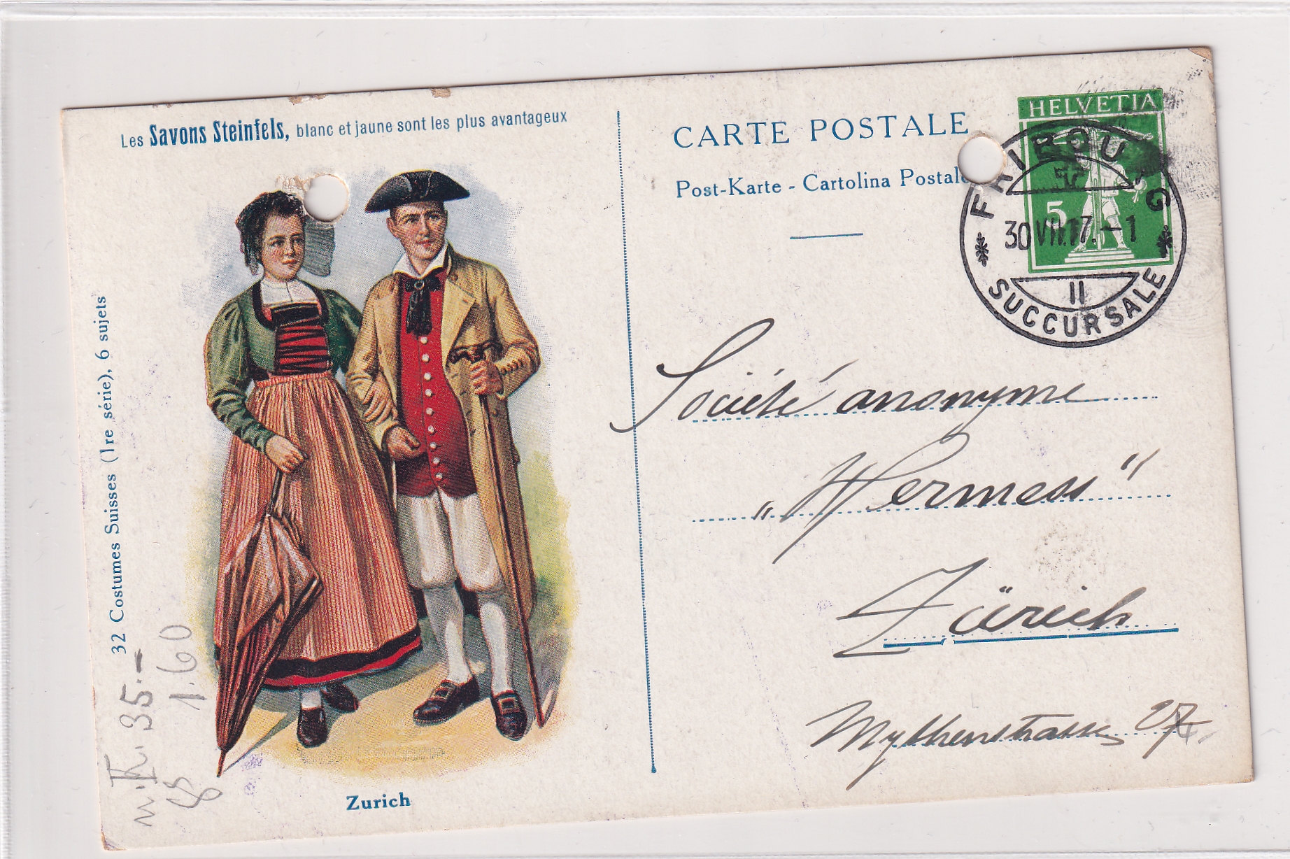 Steinfelskarten Zürich 30.07.1917