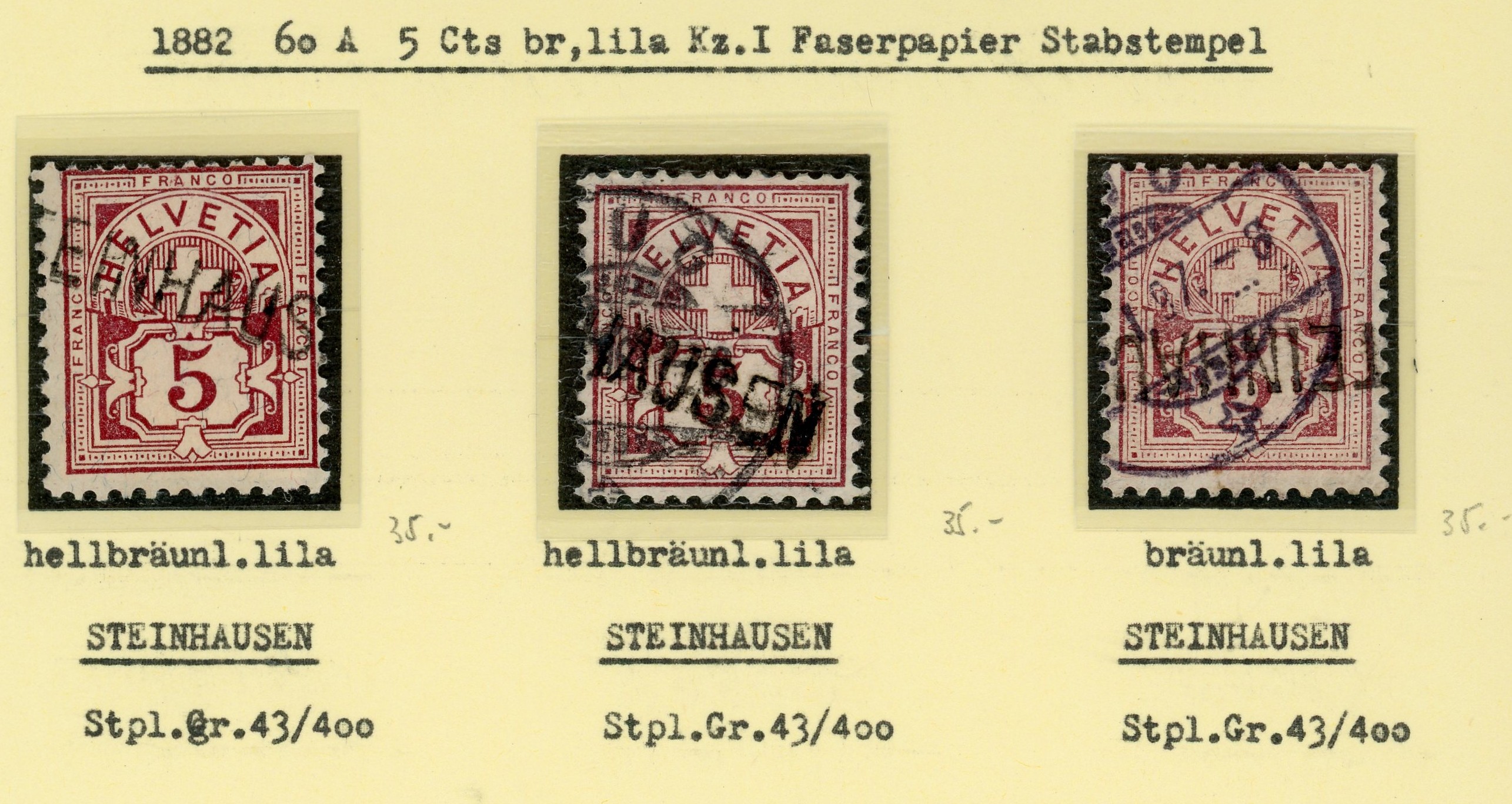 Zifferbriefmarken  SBK   60A  Gestempelt Farbtöne