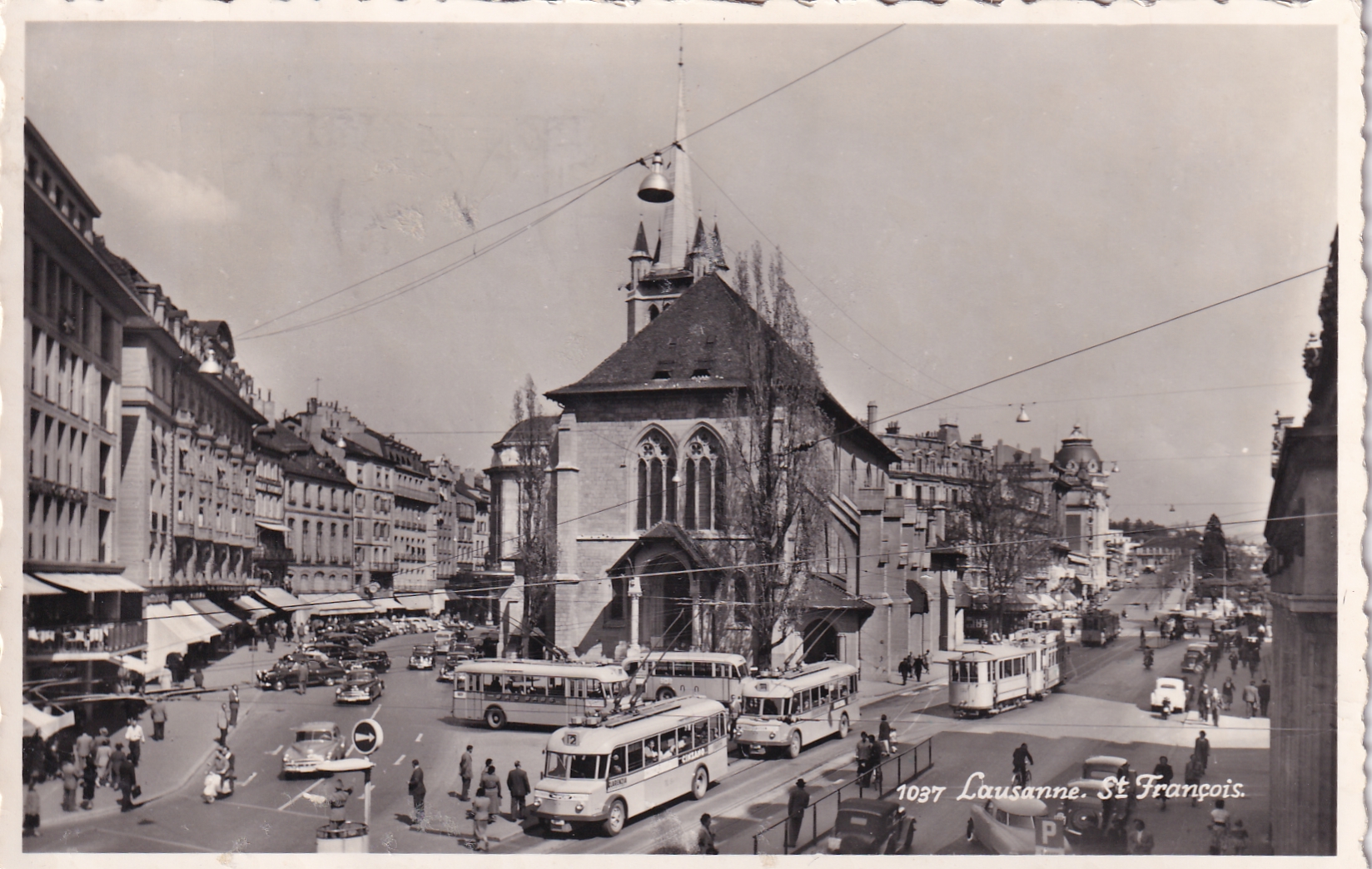 Ansichtskarte von 1951 Lausanne St. Francois