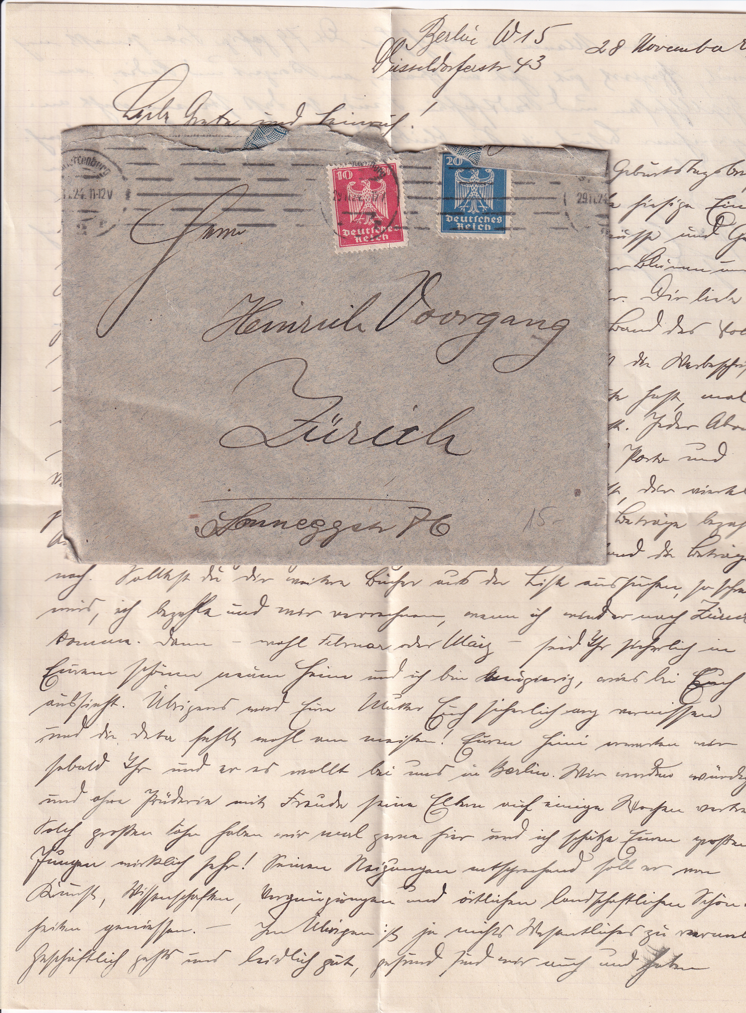 Deutsche Reich: 29.12.1924 Berlin - Zürich CH