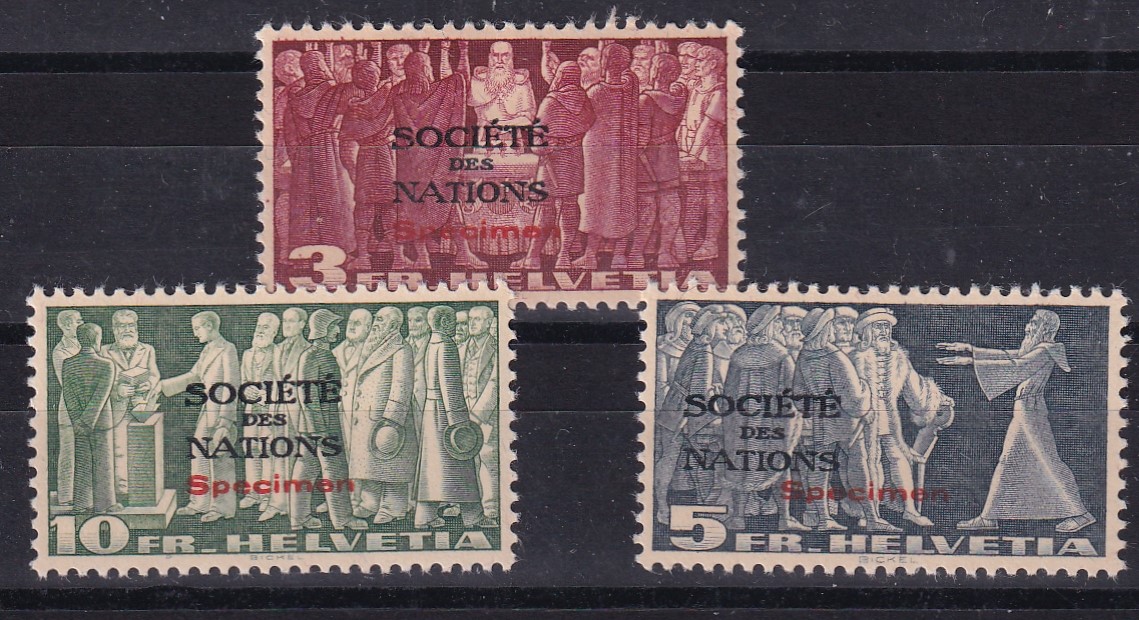SDN Vewaltungsmarken Aufdruck SPECIMEN SBK Nr. 65 - 67