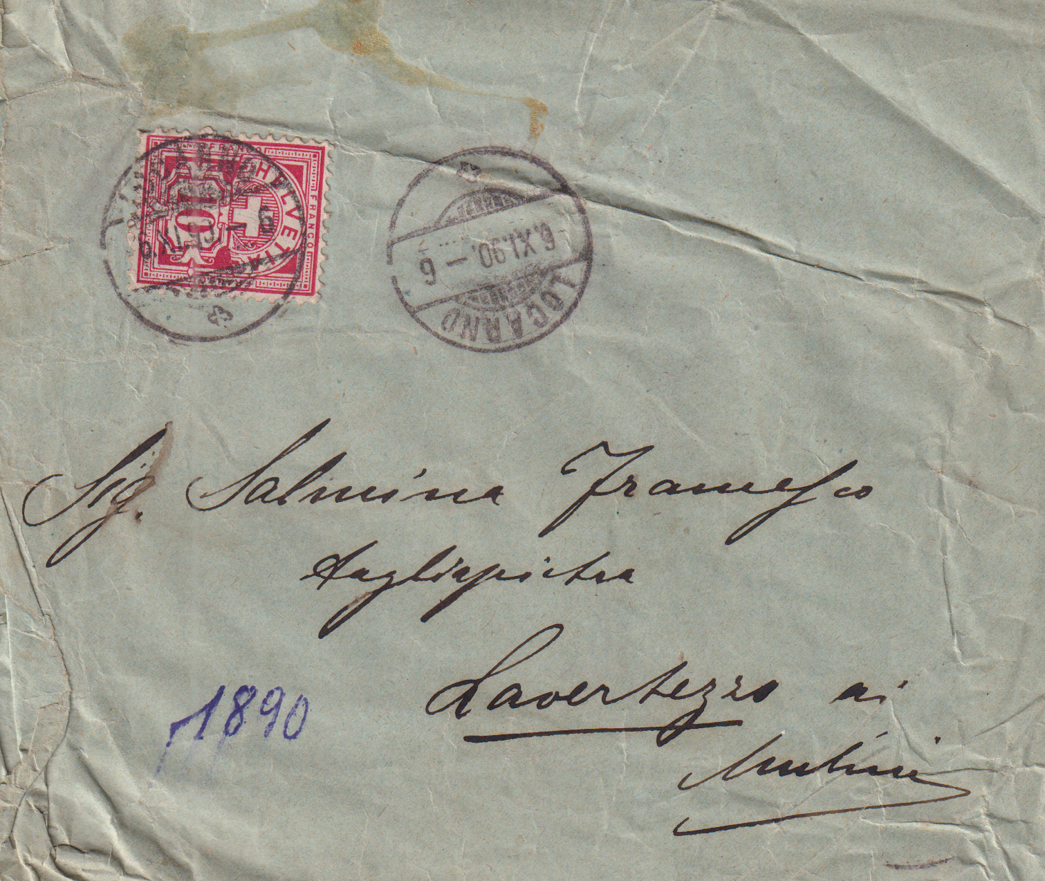 Strahlenstempel LAVAGNEZZO Brief Locarno - Gordola - Lavagnezzo
