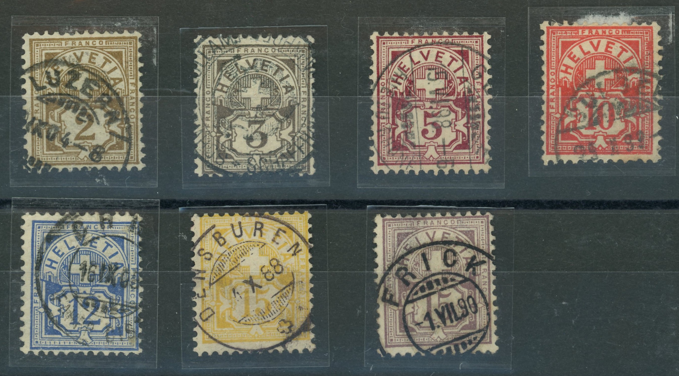 Zifferbriefmarken  SBK   58 bis 64A  Gestempelt