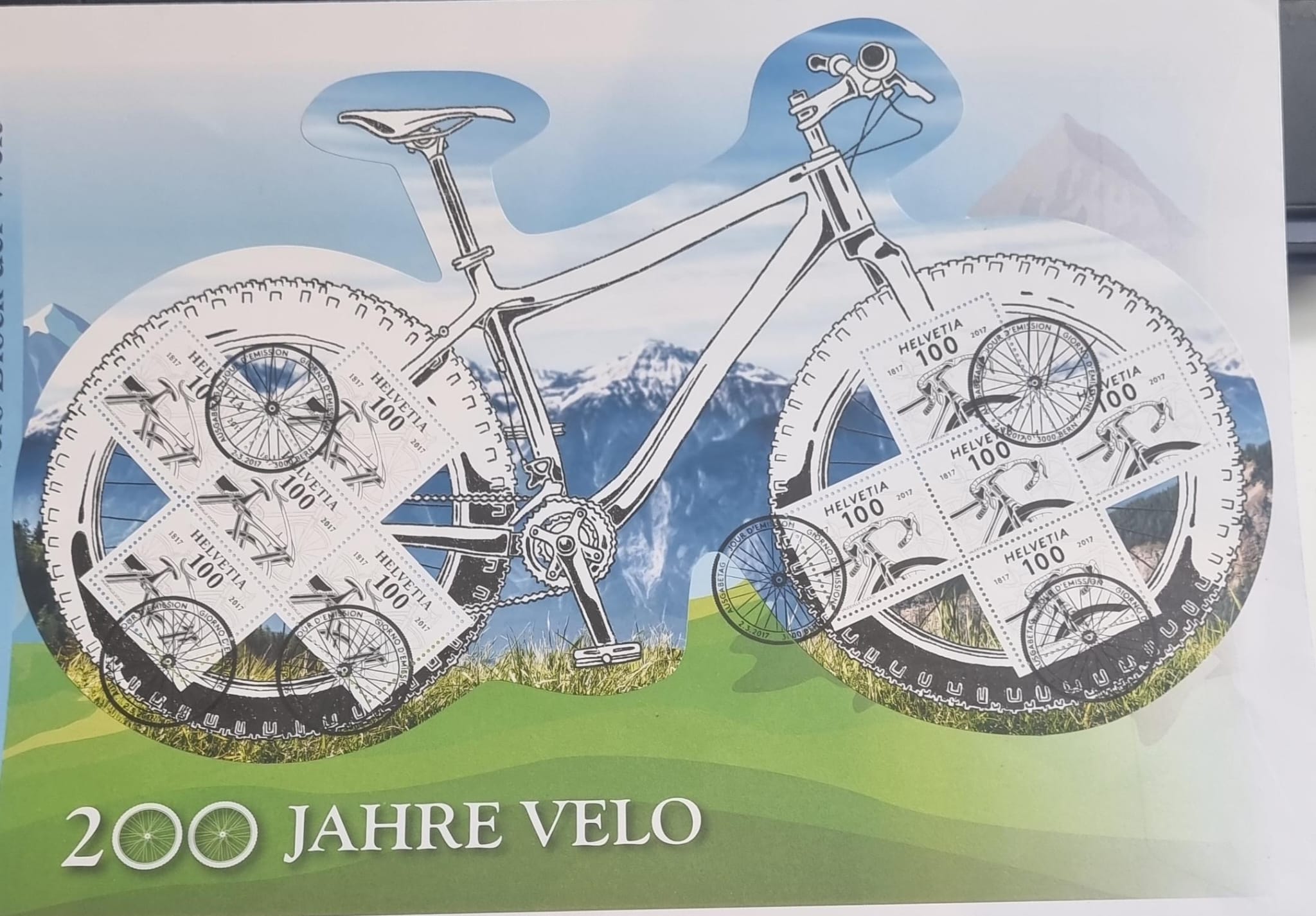 FDC SBK Nr. 1622 +1623  200 Jahre Velo Schweiz im Block  2.3.2017