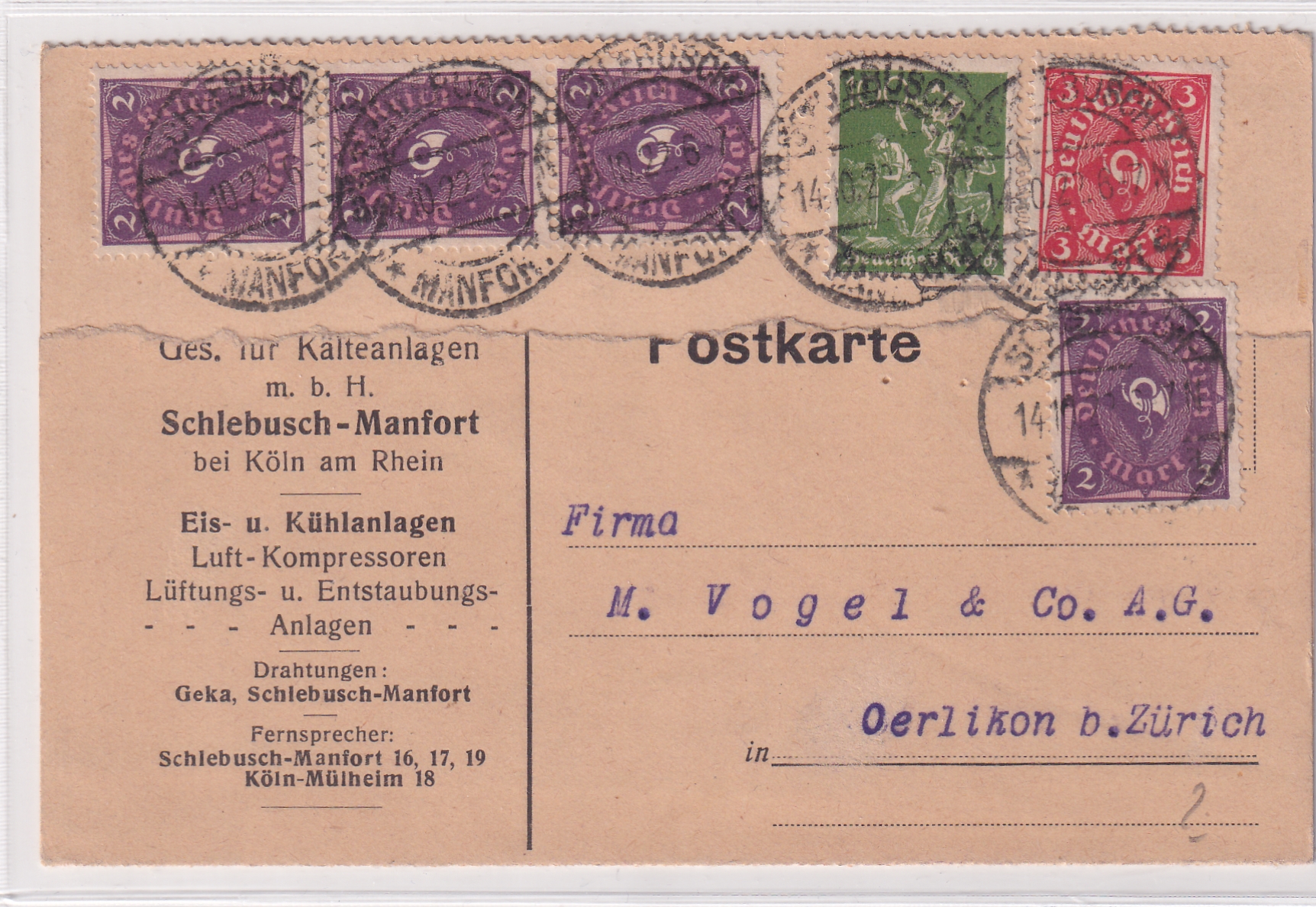 14.10.1922 Koeln - Zürich