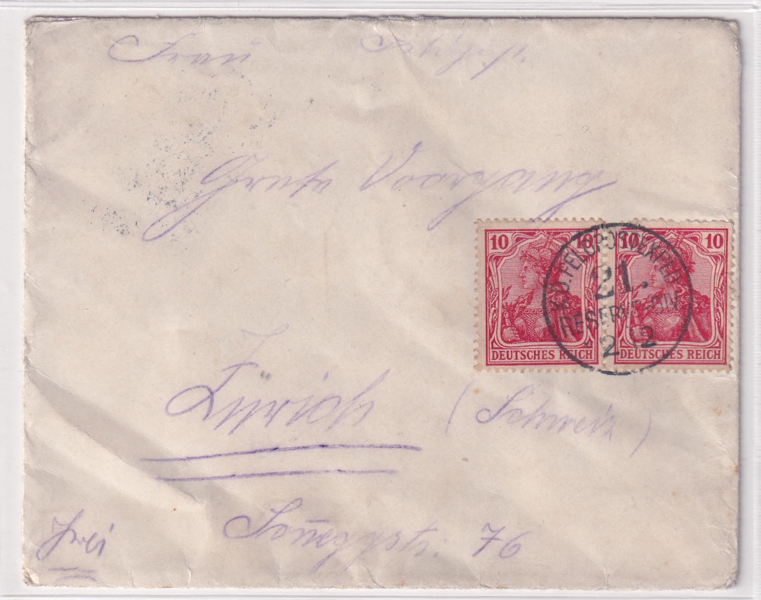 10.12.1914 K.D Feldpost - Zürich mit Suchard Vignette