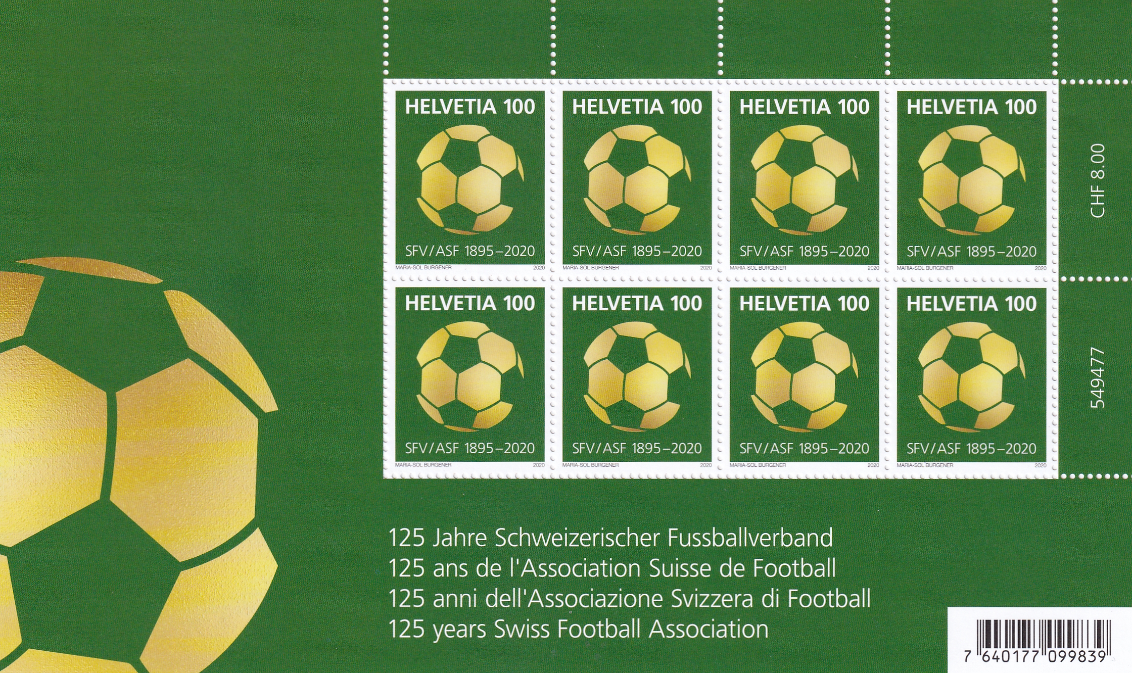 2020 125 Jahre Schw. Fussballverband postfrisch SBK Nr. 1771
