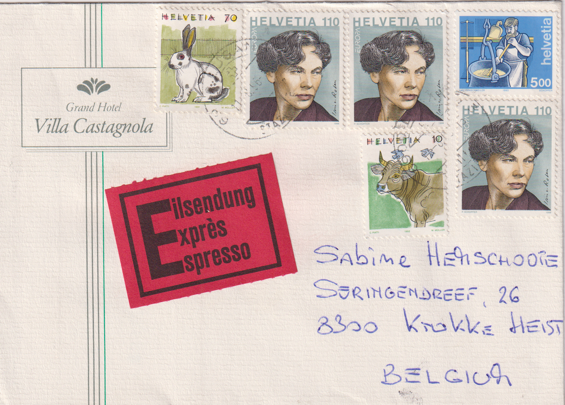 Expressbrief von Lugano - Gent (F)