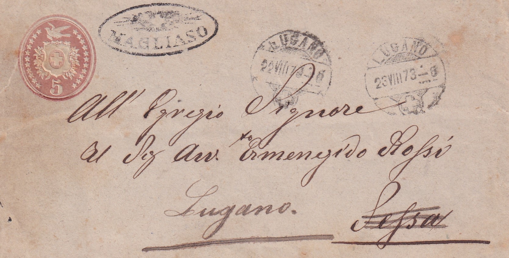 22.08.1873 Magliasso - Lugano Strahlenstempel