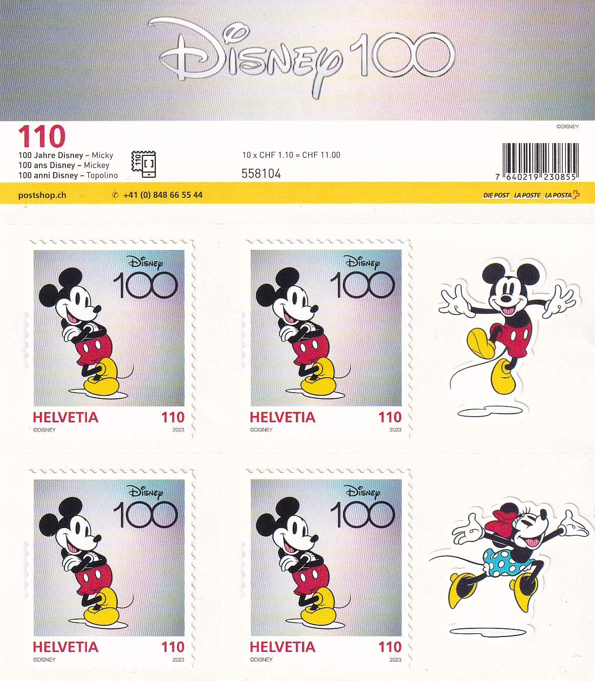 100 Jahre Micky Mouse 10 x 1 Fr.