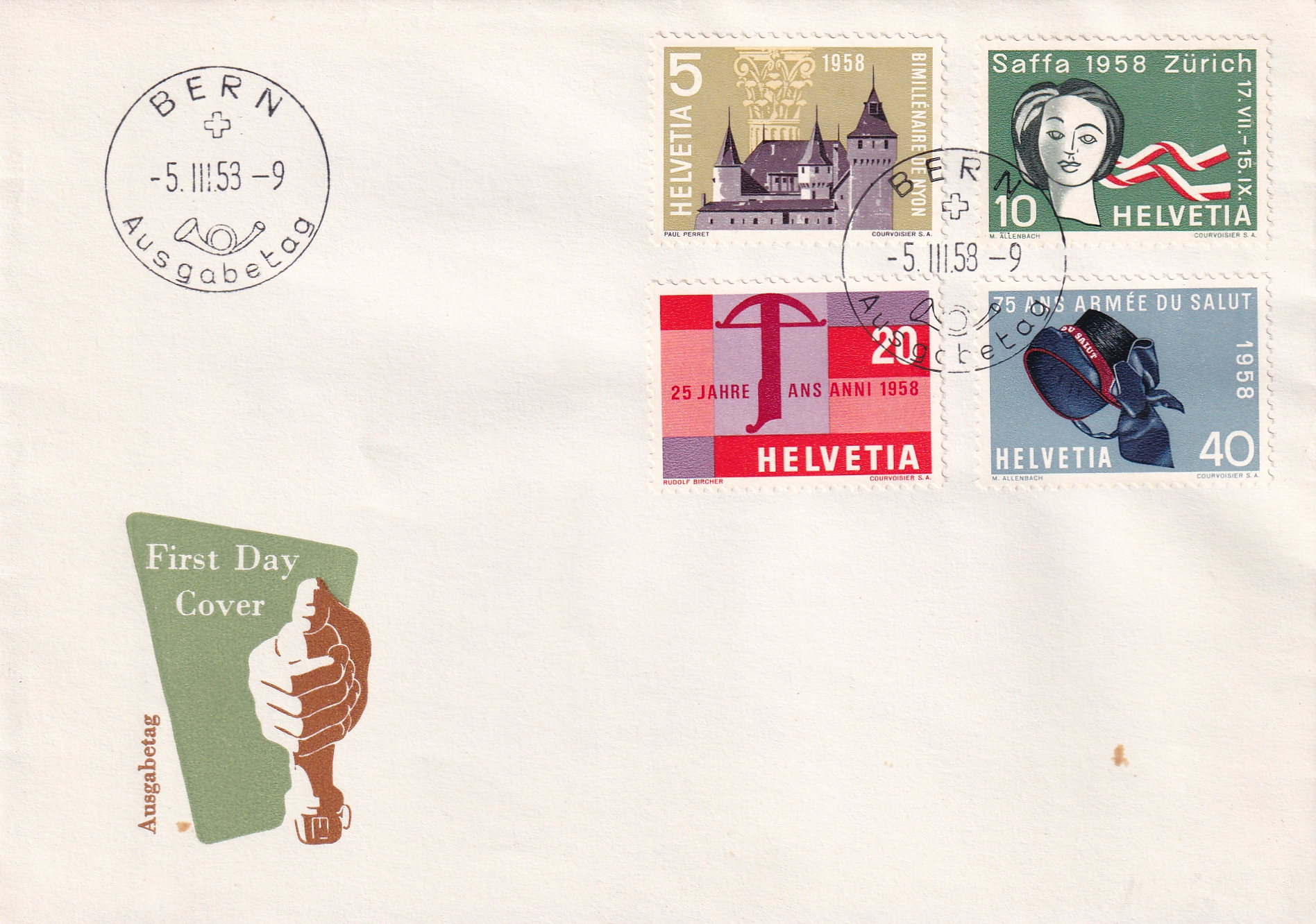 FDC 334 - 337 Werbe + Gedenkmarken 1958