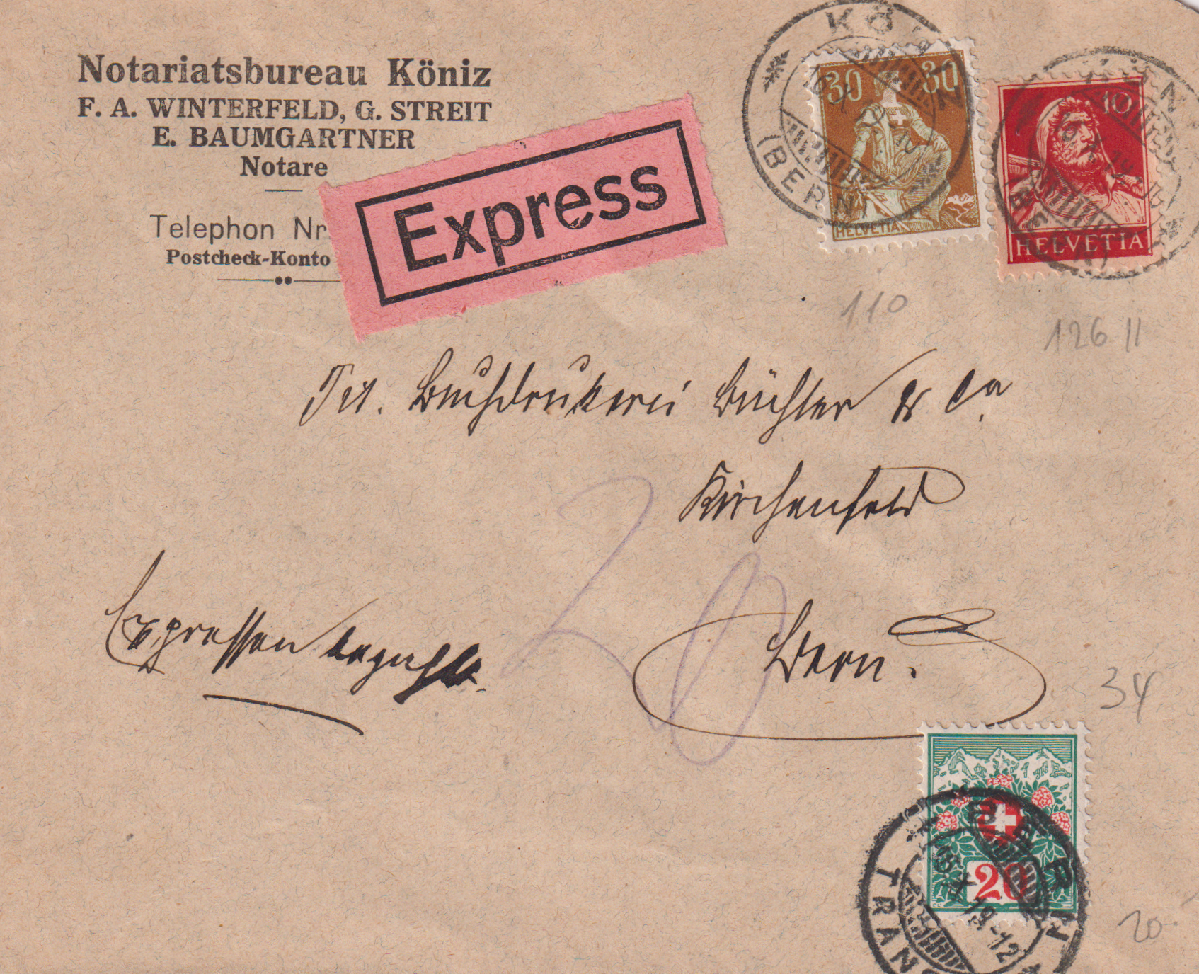 Expressbrief von Könix nach Bern