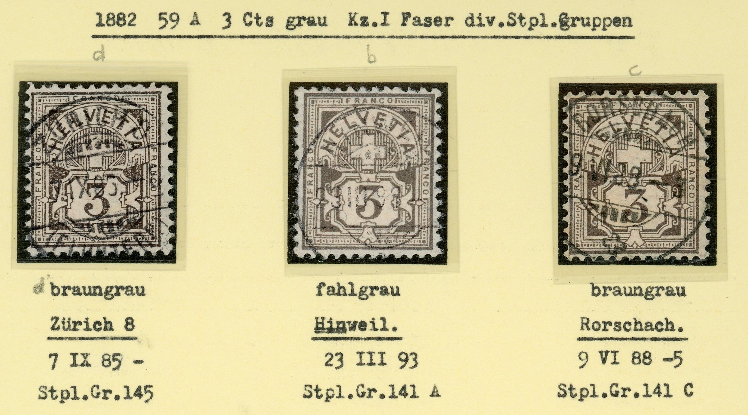 Zifferbriefmarken  SBK   59A  Gestempelt Farbtöne