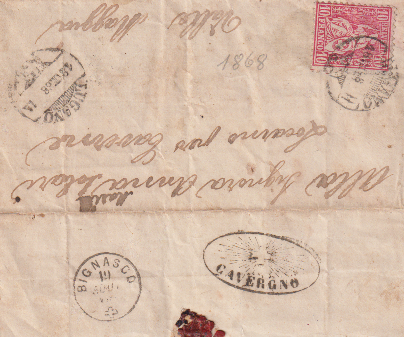 CAVERGNO Strahlenstempel 19.August 1868