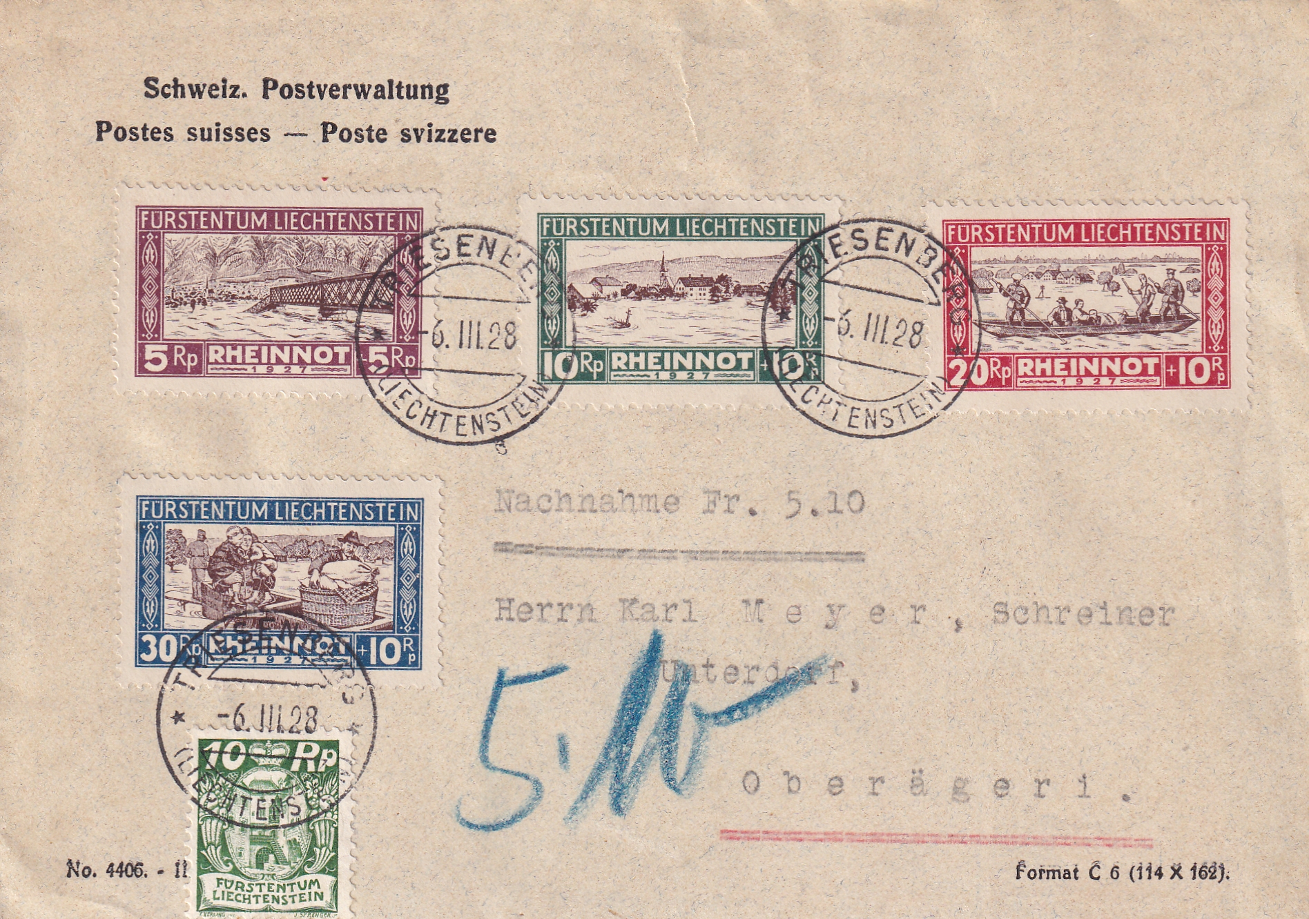 Liechtenstein 6.03.1928 Triesenberg - Oberägeri