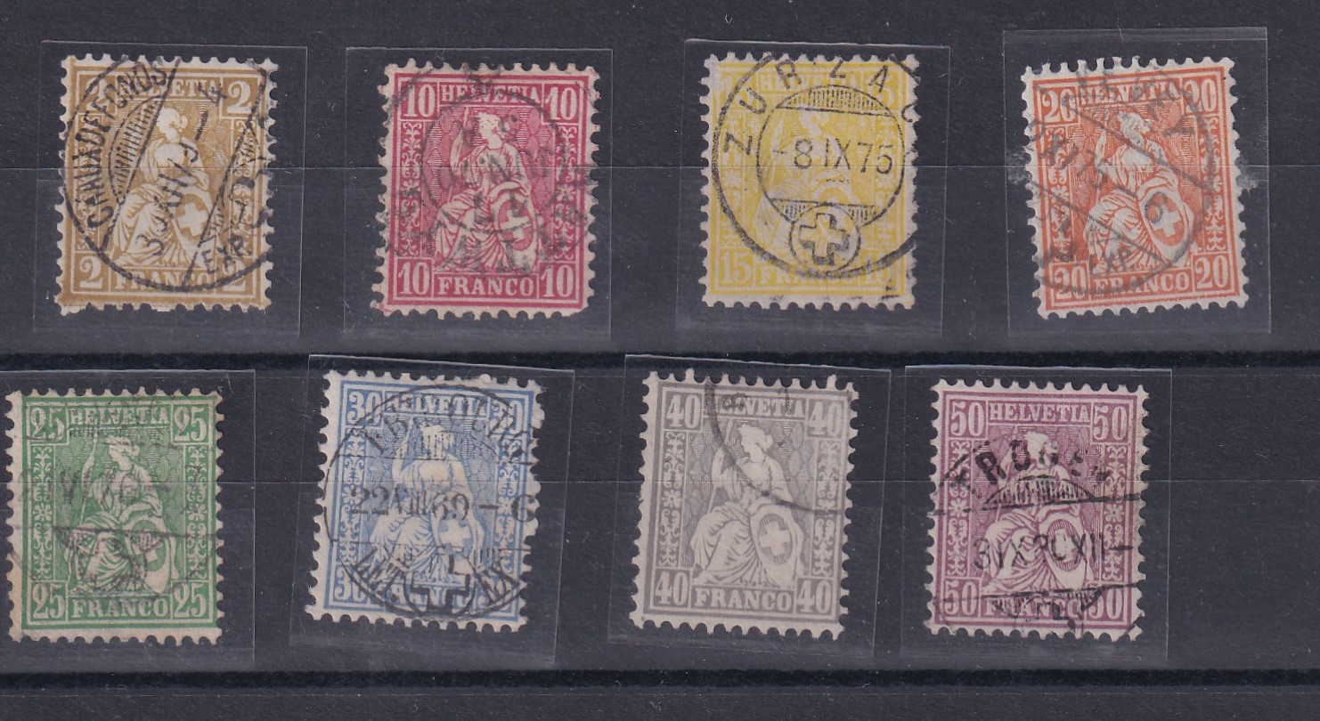 Sitzende Helvetia: 1867 -1878 Nr.327 -43 Serie gestempelt