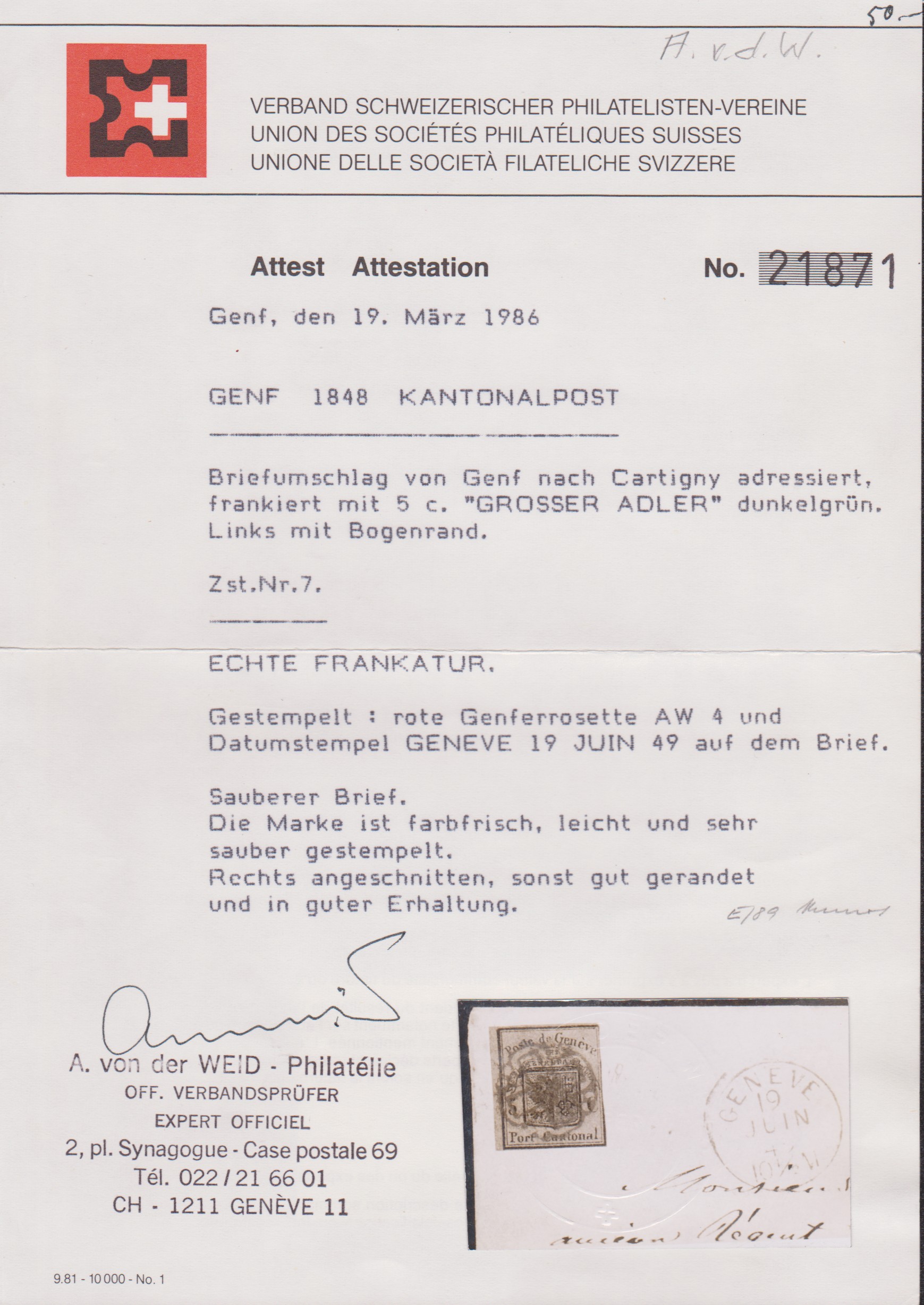 Geneve 1848 Briefumschlag
