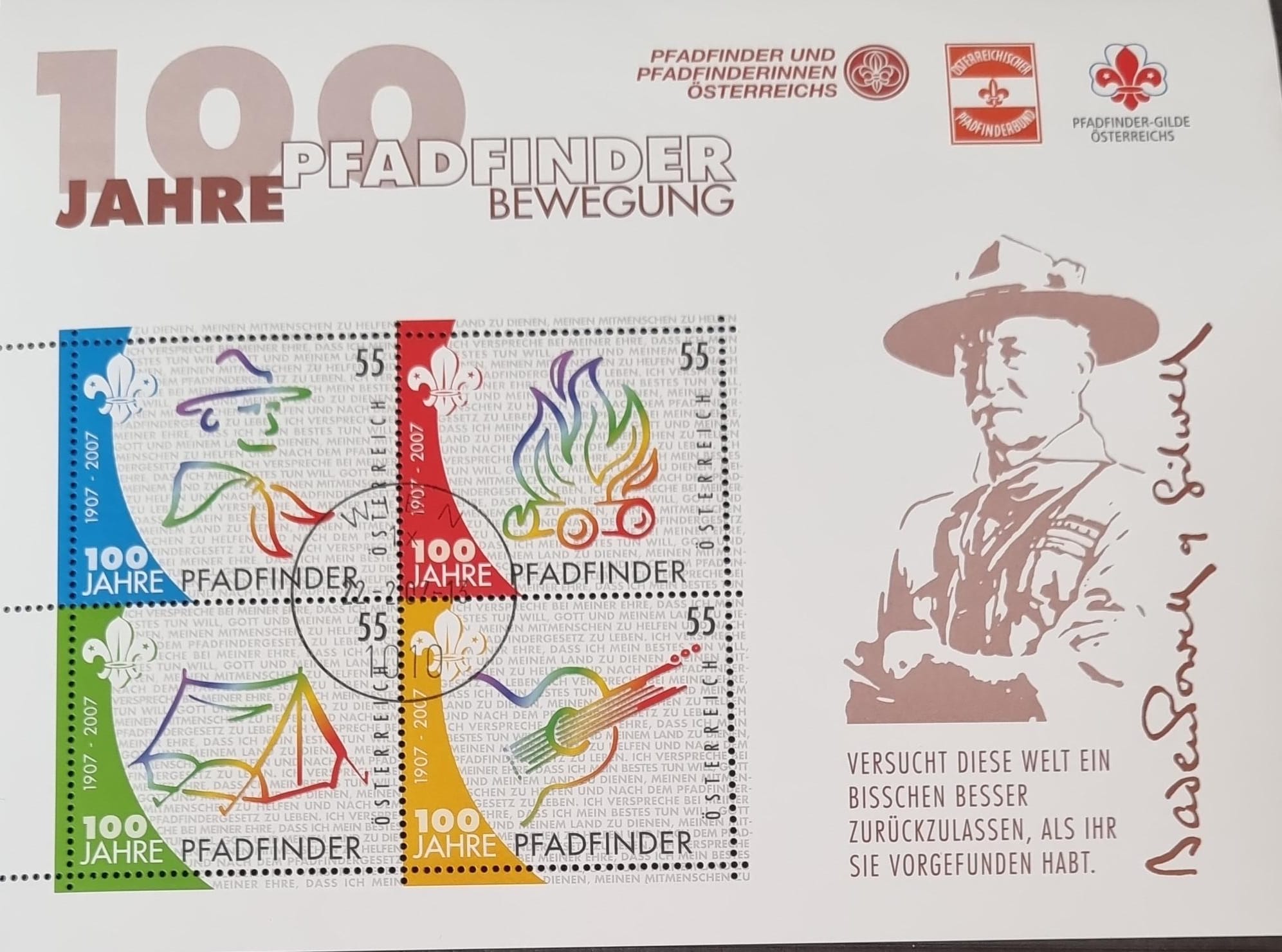 Pfadiblock 100 Jahre Pfadfinder Bewegung Austria