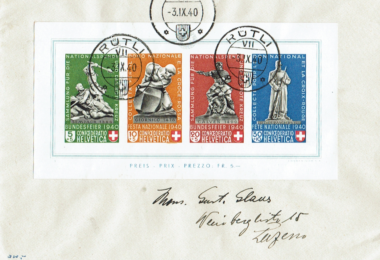 Pro Patria Block Nr. 12 gestempelt 3.9.1940